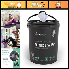 Plant-Based Yoga Mat Cleaner Wipes, EWG Verified, 400 Ct Lemongrass & Eucalyptus