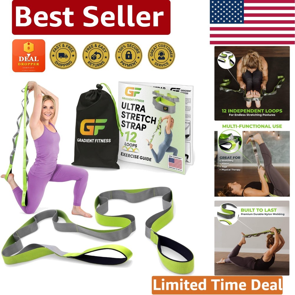 Durable 1.5” Wide Stretching Strap with Neoprene Handles for Yoga & Therapy