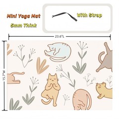 Small Mini Yoga Mat 23.6×15.7in 5mm Thin Cute Cat Print Travel Knee Pad