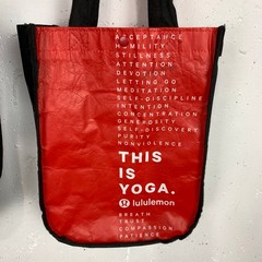 Lululemon Signature Logo Tote Bags Set of Three Red Black Double Handle Small