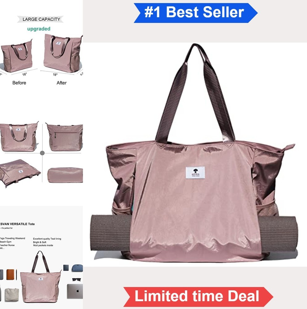Yoga Mat Bag Tote Carrier Large 18×15 Inch Nylon Waterproof Zipper Pockets