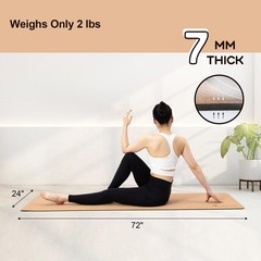 Cork Yoga Mat, Non-Toxic & Eco-Friendly, 7mm Thick with Non-Slip Cork + TPE S…