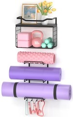 Yoga Mat Holder Black, Wall Mount Yoga Mat Storage Rack, Yoga Accessory Organ…