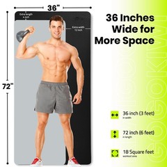 Extra Wide Yoga Mat for Men Women (72″L x 36″W x 1/4″ Thick) Non Slip Fitness…