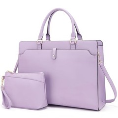 15.6″ Vegan Leather Laptop Bag for Women Lightweight Water-Resistant Purple