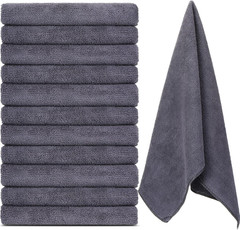 12 Pcs Microfiber Workout Gym Towels, 360 GSM 12X30 Inch Fast Drying Yoga Towels