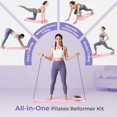 Pilates Reformer Board 6-in-1 Foldable Pilates Machine for Home Workout Portable
