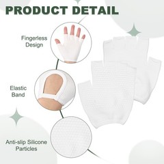 3Pairs Yoga Gloves, Non Slip Fingerless Pilates Gloves, Grey/White/Purple