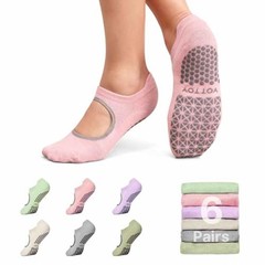 Pilates Socks for Women(6 Pairs)–Breathable, Grip-Enhanced One Size Multicolor