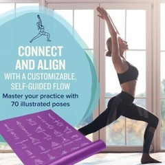 YOGA MAT Thick Exercise with 70 Printed Poses Non Slip Purple By NEWME FITNESS