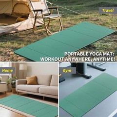 Foldable Extra Large Yoga Mat 74″×31.5″, 8mm Double-Sided Non Slip Lightweigh…