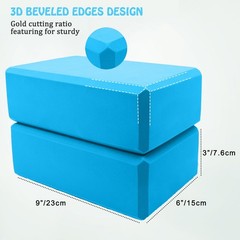 Yoga Blocks 2 Pack, Soft Non-Slip Foam with Beveled Edges Blue