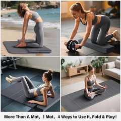 LVME Foldable Yoga Mat, Extra Thick 10mm, 76″x26″Extra Long | 12-Fold Design,…