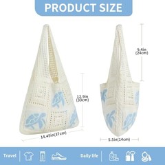 Crochet Tote Bag for Women, Aesthetic Crochet Mesh Beach Tote Lb-sea Turtle