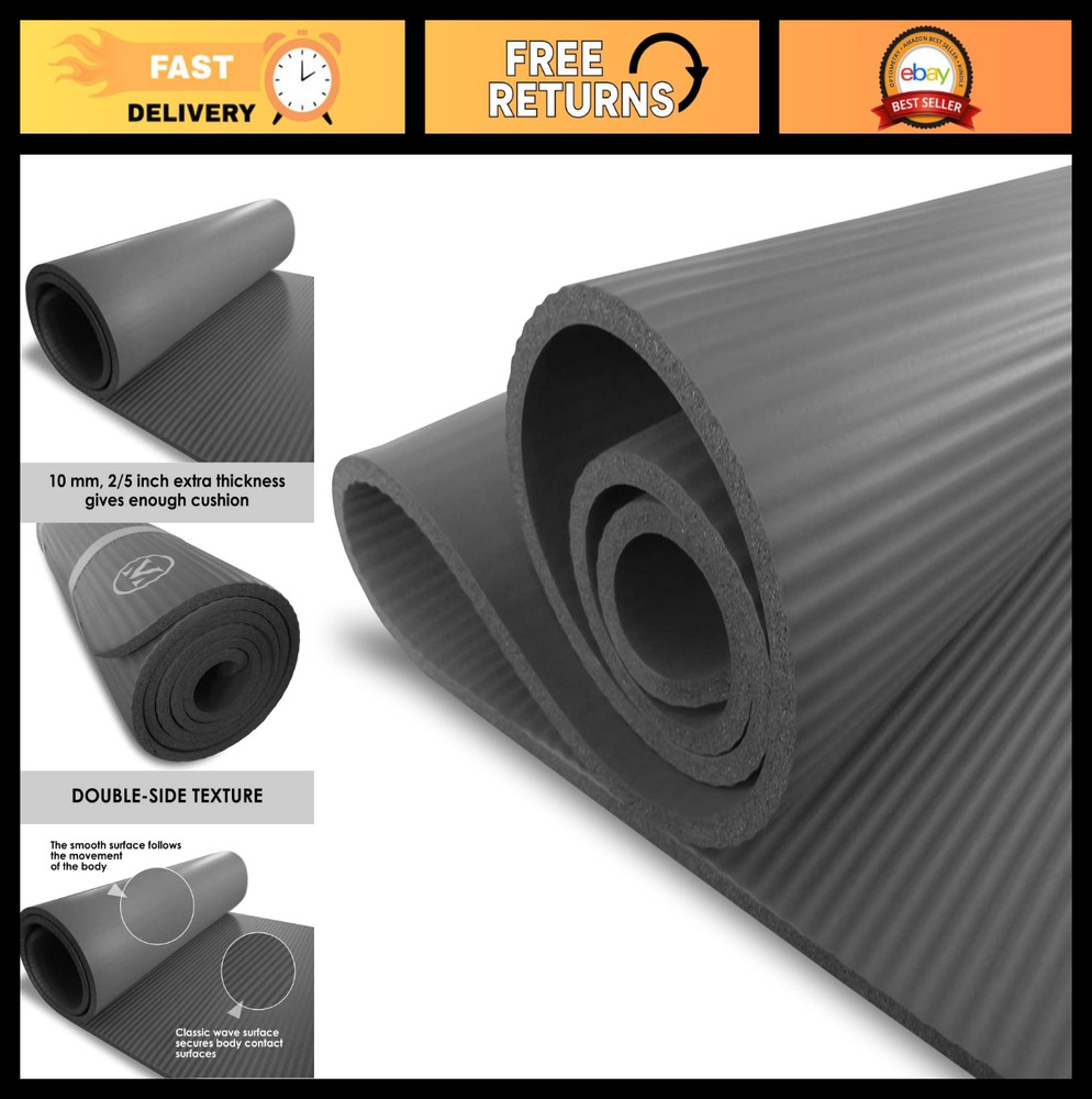 Extra Thick 72″x24″ Yoga Workout Mat | All-Purpose Exercise Mat with Strap | 10m