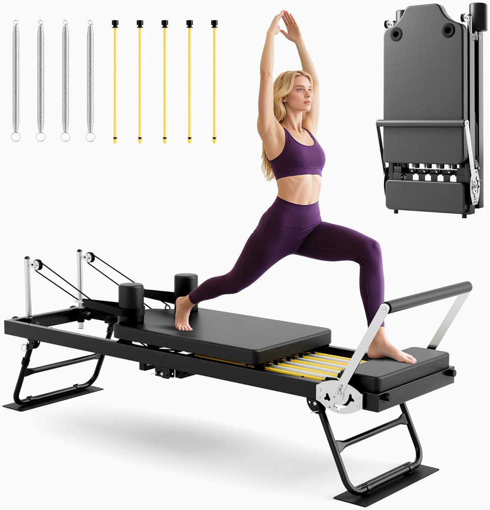 Pilates Reformer, Foldable Reformer Pilates Machine with Dual Resistance – Sprin