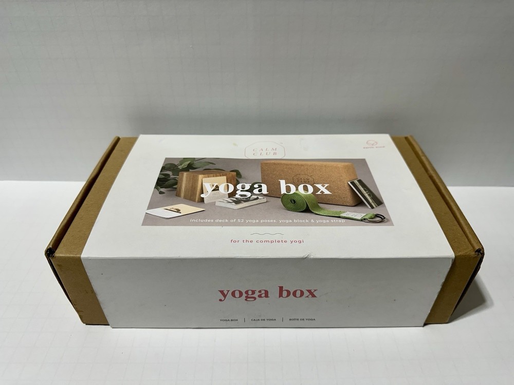 Calm Club Yoga Box Kit w/ Yoga Block, Strap, & 52 Yoga Pose Cards