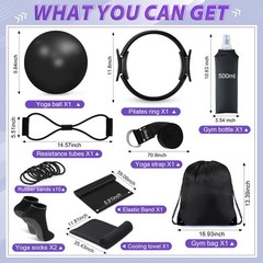 Halloscume 24 Pcs Home Pilates Essentials Kit For Women Pilates Equipment Ring