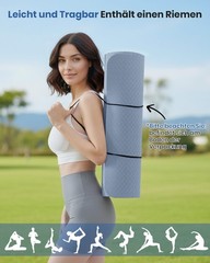 Yoga Mat Non Slip Fitness Mat Eco Friendly TPE Sports Mat with Carry…