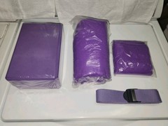 BalanceFrom 6-Piece Yoga Set Purple Mat,Block,Stretching Strap,Towels,Kneepad