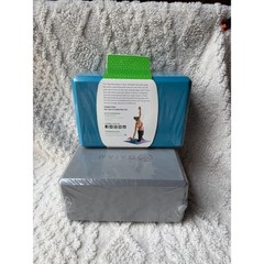 Gaiam Foam Yoga Block Set of 2 Teal and Grey 9x6x4 High Density Support Prop