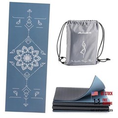 Folding Yoga Mat, Eco-Friendly PVC Travel Yoga Mat Packable, Double Sided Blue