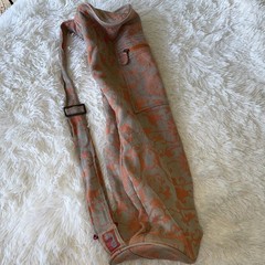 Barefoot Damask Floral Cotton Yoga Mat Bag Adjustable Strap Orange & Gray