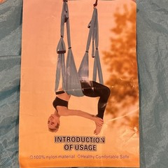 Blue Nylon Hanging Yoga Swing Set w/ Carry Bag & Instruction Manual