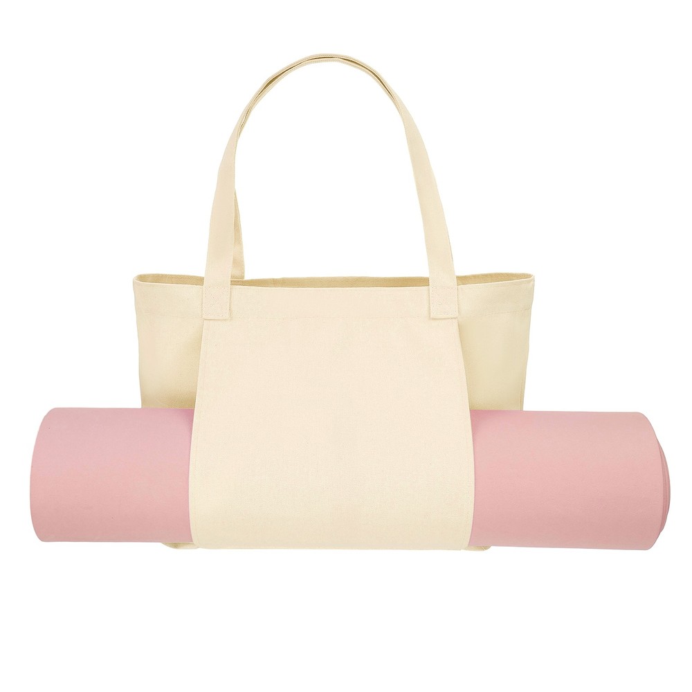 1 Pcs Yoga Bag, Tote Pilates Bag with Yoga Mat Holder Canvas & Beige