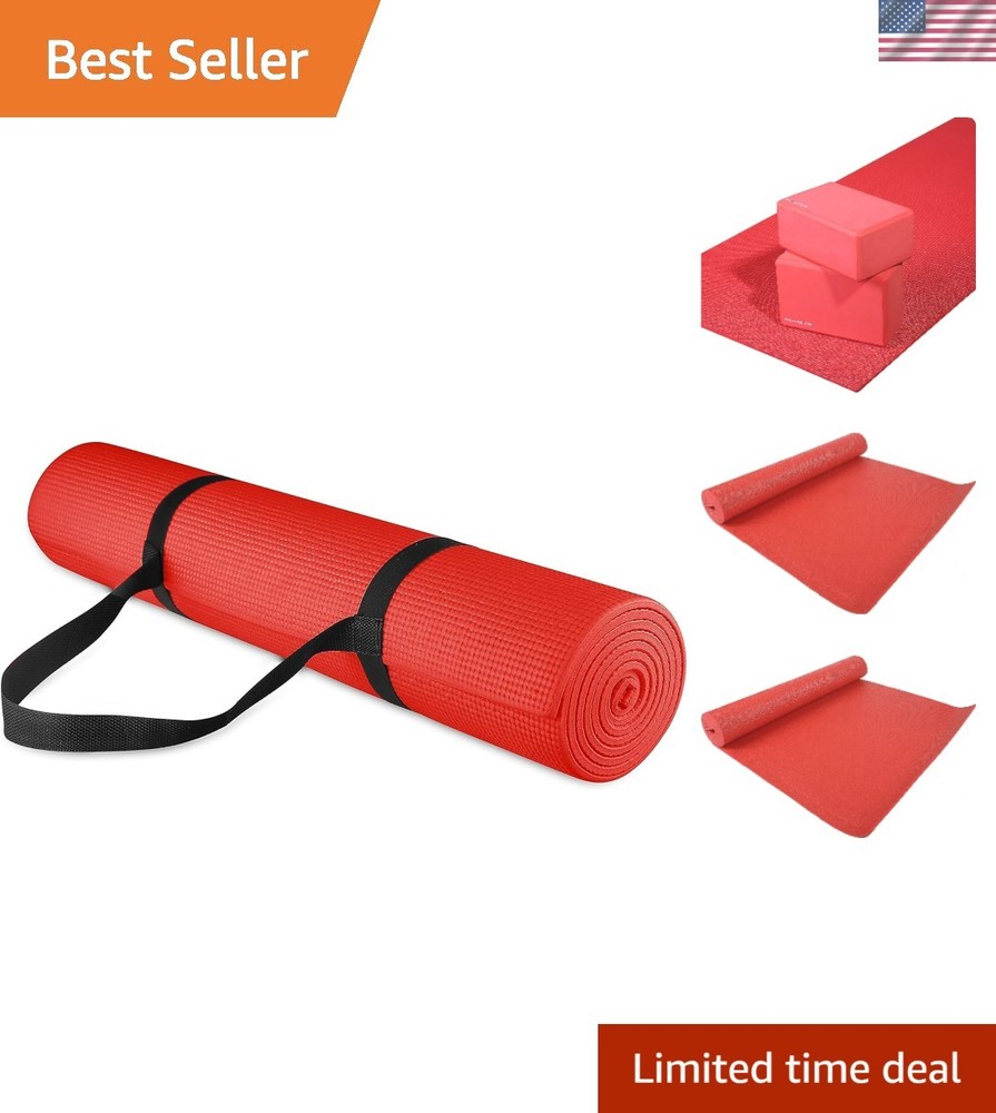 All Purpose 1/4-Inch High Density Anti-Tear Exercise Yoga Mat with Carrying S…
