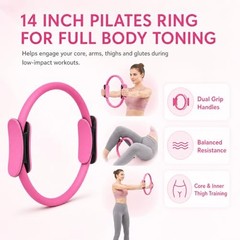 Pilates Kit for Women, 13 Piece Home Workout Starter Set with 14 Inch Ring,