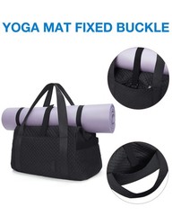 BAGSMART Large Gym Bag with Yoga Mat Buckle, 18.5 x 8.7 x 11 inches, Black