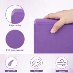20 Pcs Yoga Blocks Bulk Eva Foam Exercise Brick Purple Non Slip Gymnastic Sof…