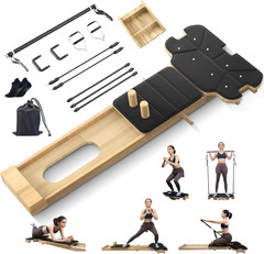 Pilates Reformer Machine,Wooden Foldable Pilates Board, Multifunctional Stable P