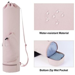 sportsnew Yoga Mat Bag with Water Bottle Pocket & Wet for Medium, Pink
