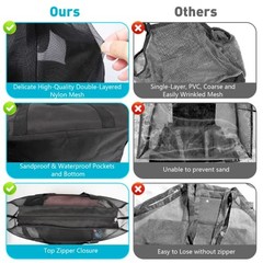 Mesh Beach Bag – Large Waterproof Beach Tote Bag with Zipper, Oversized Black
