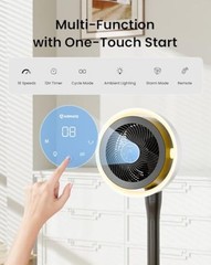 Standing Fan for Bedroom, (60°/90°/120°) Oscillating Fan with Light, Digital