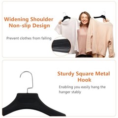 Suit Hangers for Men 20 Pack, Extra Wide Suit Hanger Non Slip Width Black-20