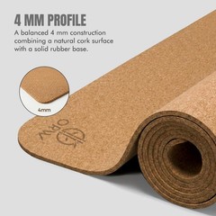 Hot Yoga Mat – Natural Cork Surface, NonSlip Grip for Sweat, Natural Rubber B…