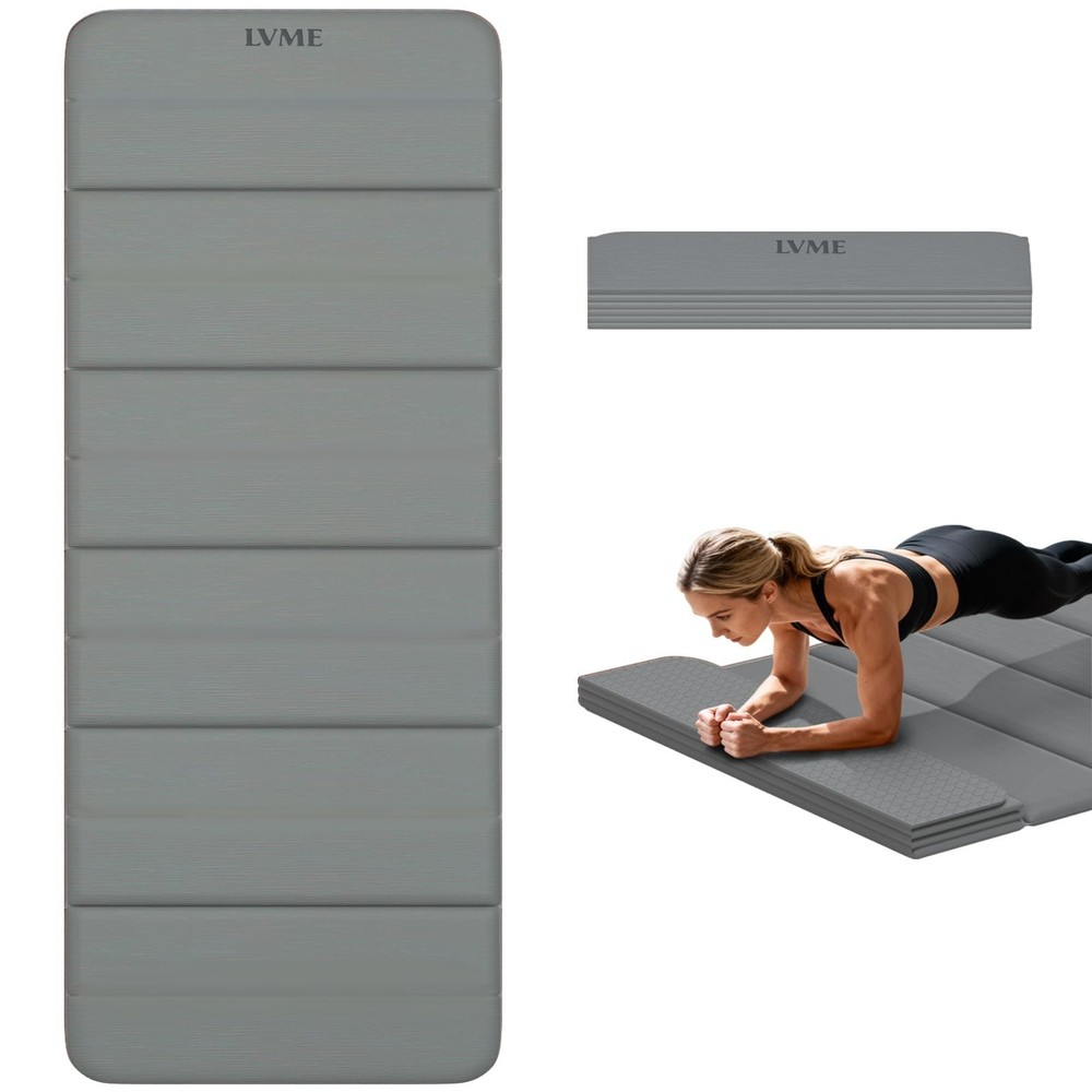 LVME Foldable Yoga Mat, Extra Thick 10mm, 76″x26″Extra Long | 12-Fold Design,…