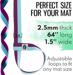 TECEUM Yoga Mat Strap – Adjustable Mat Holder Sling – 64 IN, Mixed Blueberry