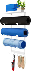 Yoga Mat Holder Wall Mount, White Yoga Mats Storage Rack, Home Gym Storage with