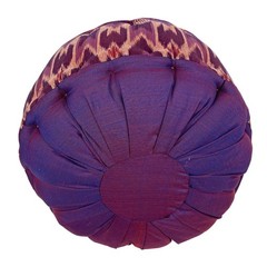 Yoga Meditation Zafu Throw Pillow Cushion Hand loomed Ikat Berry kapok fill