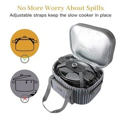 Fun Elements Double Layer Slow Cooker Carrier Bag for 6-8 Quart Oval CrockPot,