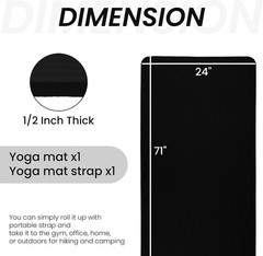 Yoga Mat, 1/2-Inch Extra Thick High Density Exercise Mat, Anti-Tear Exercise …
