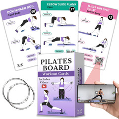 Pilates Board Workout Cards – 67 Exercise Cards with Videos & Workout Plan – Inc