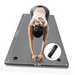 Yoga Mat 72.8″ x 31.5″ x 2/5 inch Thick With Strap and Bag, Extra Wide Gray
