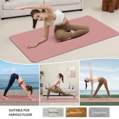 WOHAO Extra Thick 8mm Yoga Mat, 72″x28″ 183*70*0.8cm, Dark Powder+Dark silve