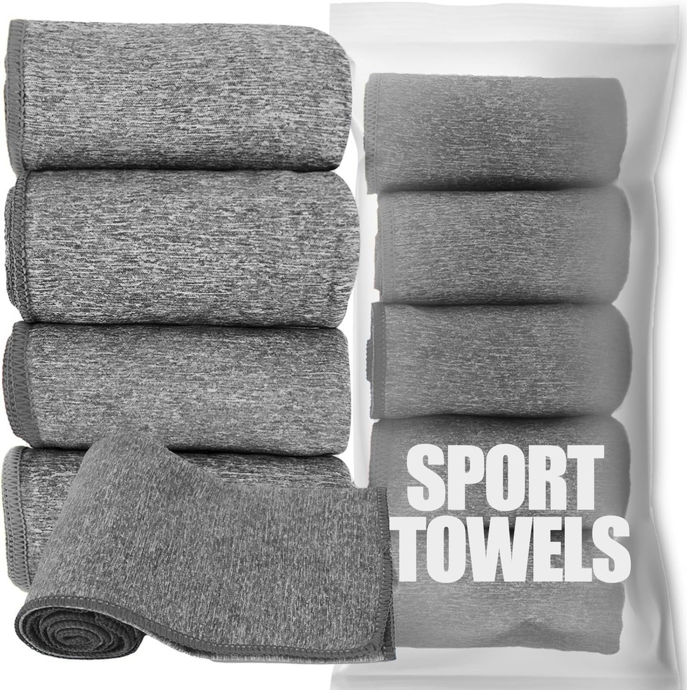 5 Pack Microfiber Gym Towels Quick Dry Absorbent Workout Sports Towel Dark Grey