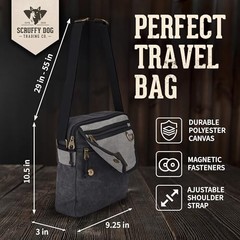 Crossbody Messenger Bag for Men and Women – Canvas Shoulder Bags Black/Grey